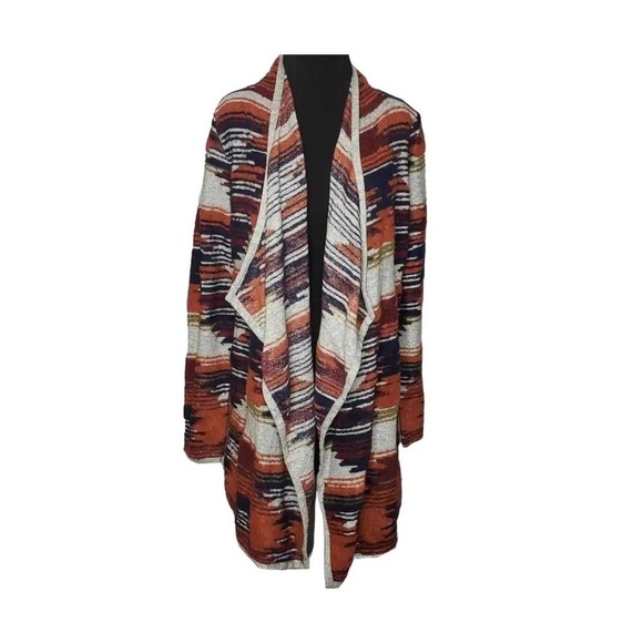 NEW Lucky Brand Aztec Open Front Drap Cardigan Women's Size Medium - Picture 5 of 8